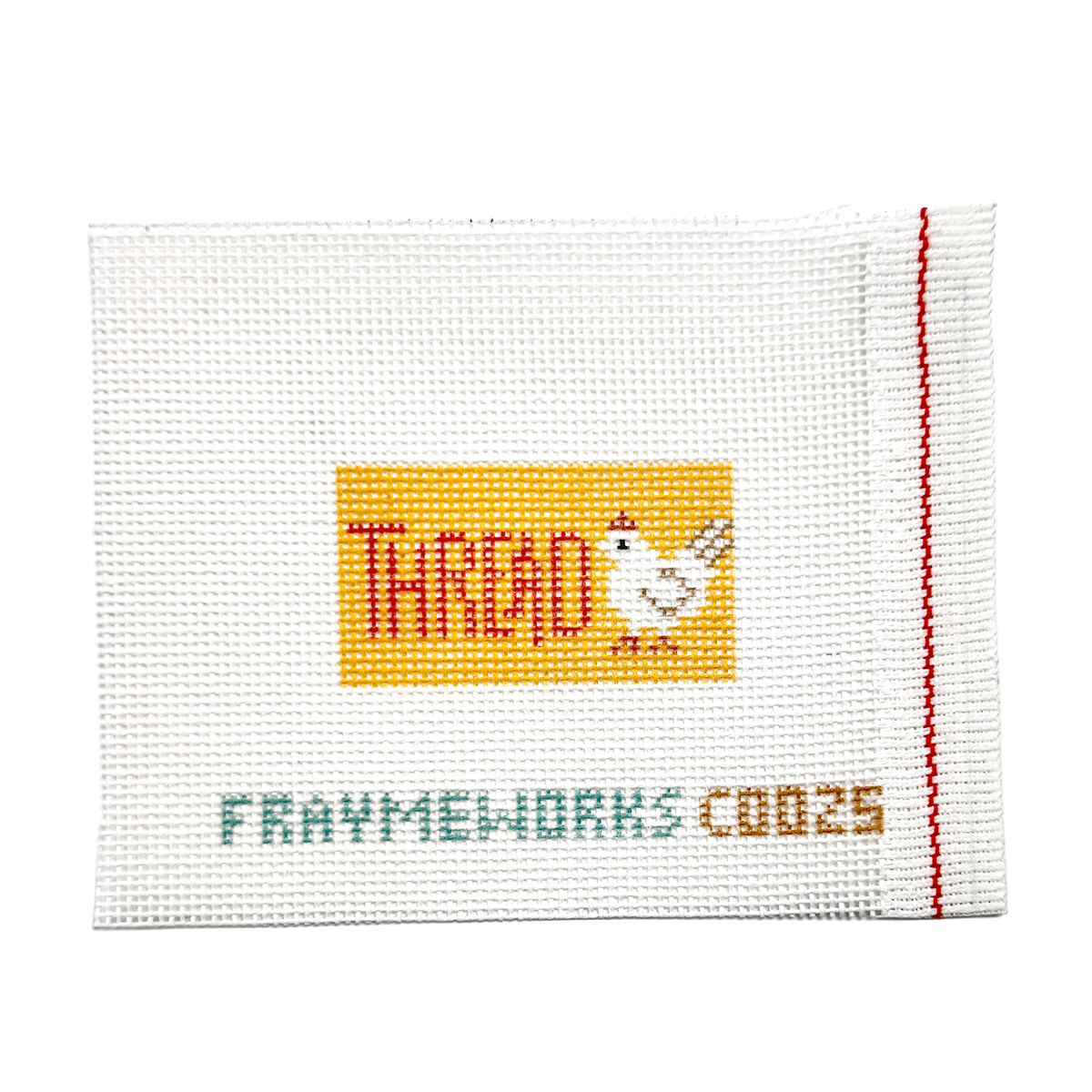 Thread Chicken Yellow 1.25"x 2.25" Mini Needlepoint Canvas