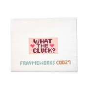 What the Cluck Pink 1.25"x 2.25" Mini Needlepoint Canvas