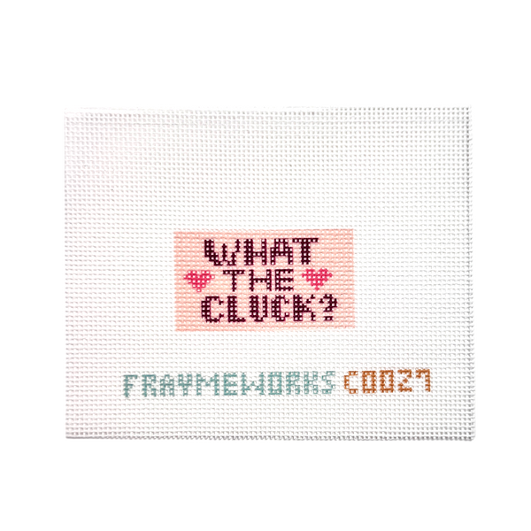 What the Cluck Pink 1.25"x 2.25" Mini Needlepoint Canvas