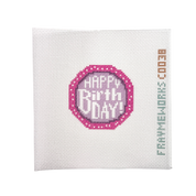 Birthday Cake 2.25" round Mini Needlepoint Canvas