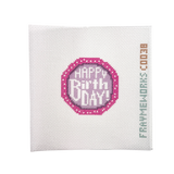 Birthday Cake 2.25" round Mini Needlepoint Canvas
