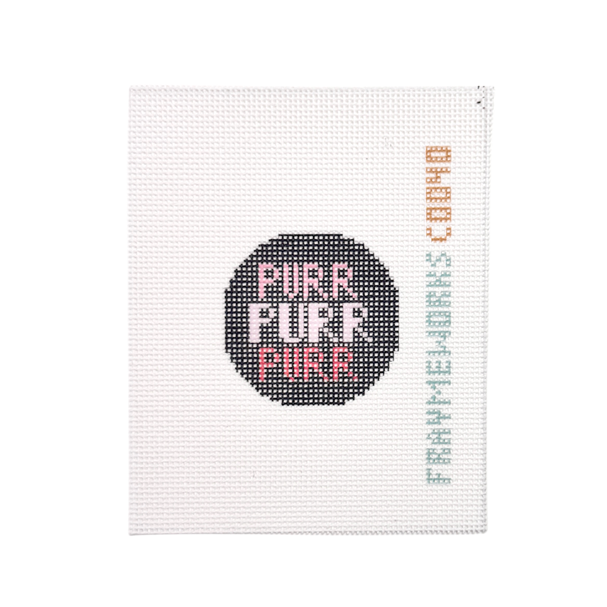 Purr 1.75" Round Mini Needlepoint Canvas