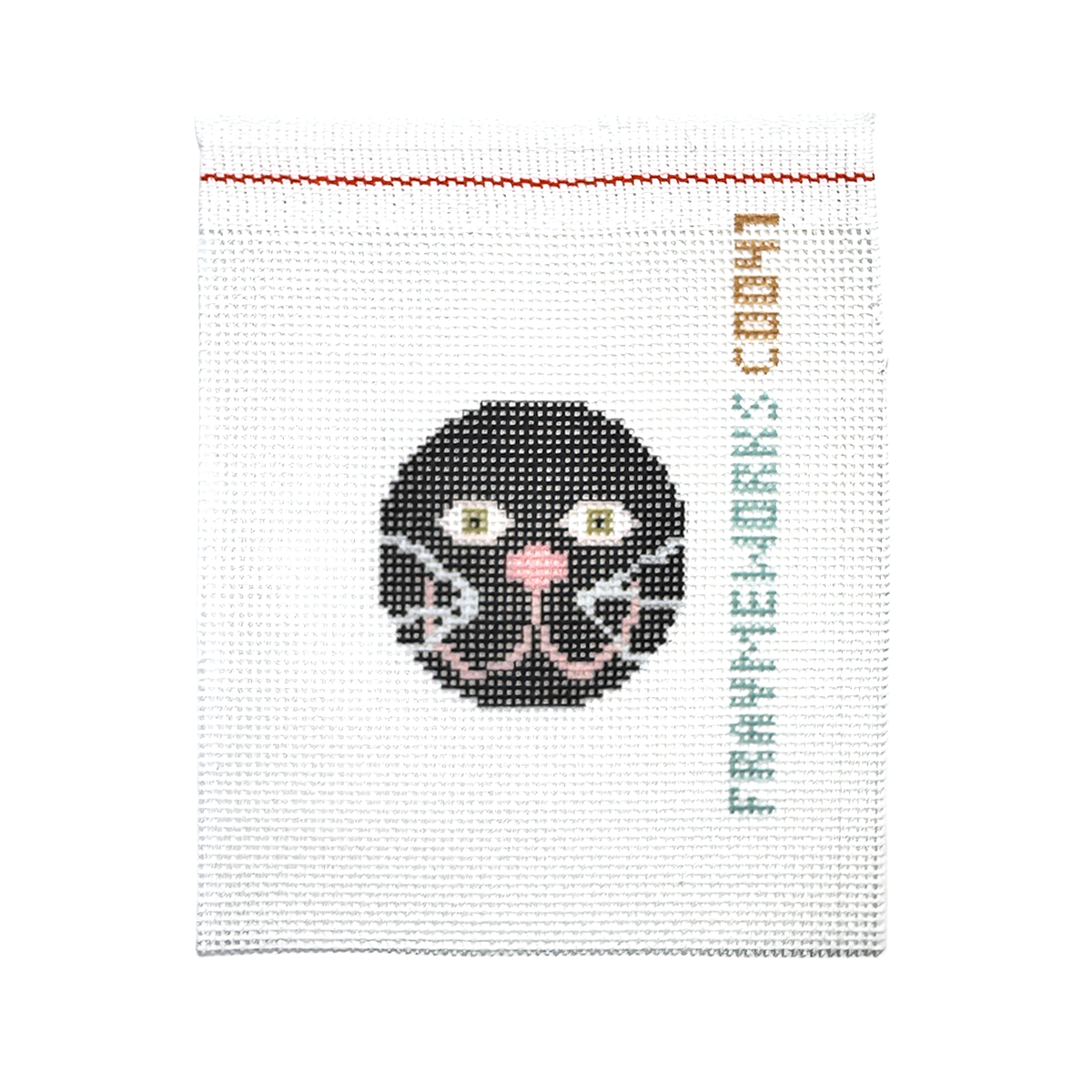 Cat Black 1.75" Round Mini Needlepoint Canvas