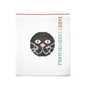 Cat Black 1.75" Round Mini Needlepoint Canvas