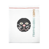Cat Black 1.75" Round Mini Needlepoint Canvas
