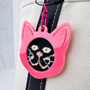 Cat Black 1.75" Round Mini Needlepoint Canvas