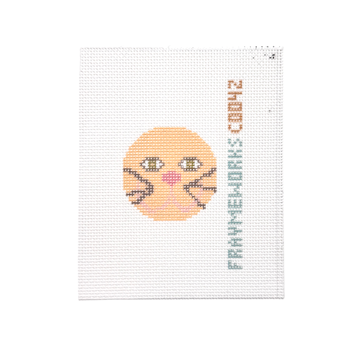 Cat Yellow 1.75" Round Mini Needlepoint Canvas