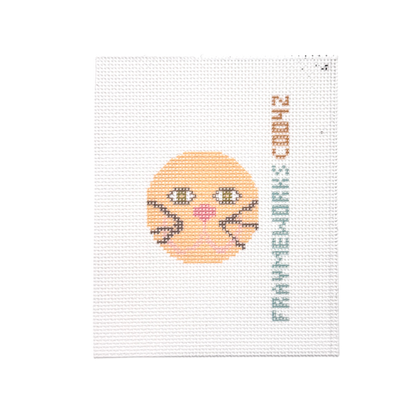 Cat Yellow 1.75" Round Mini Needlepoint Canvas