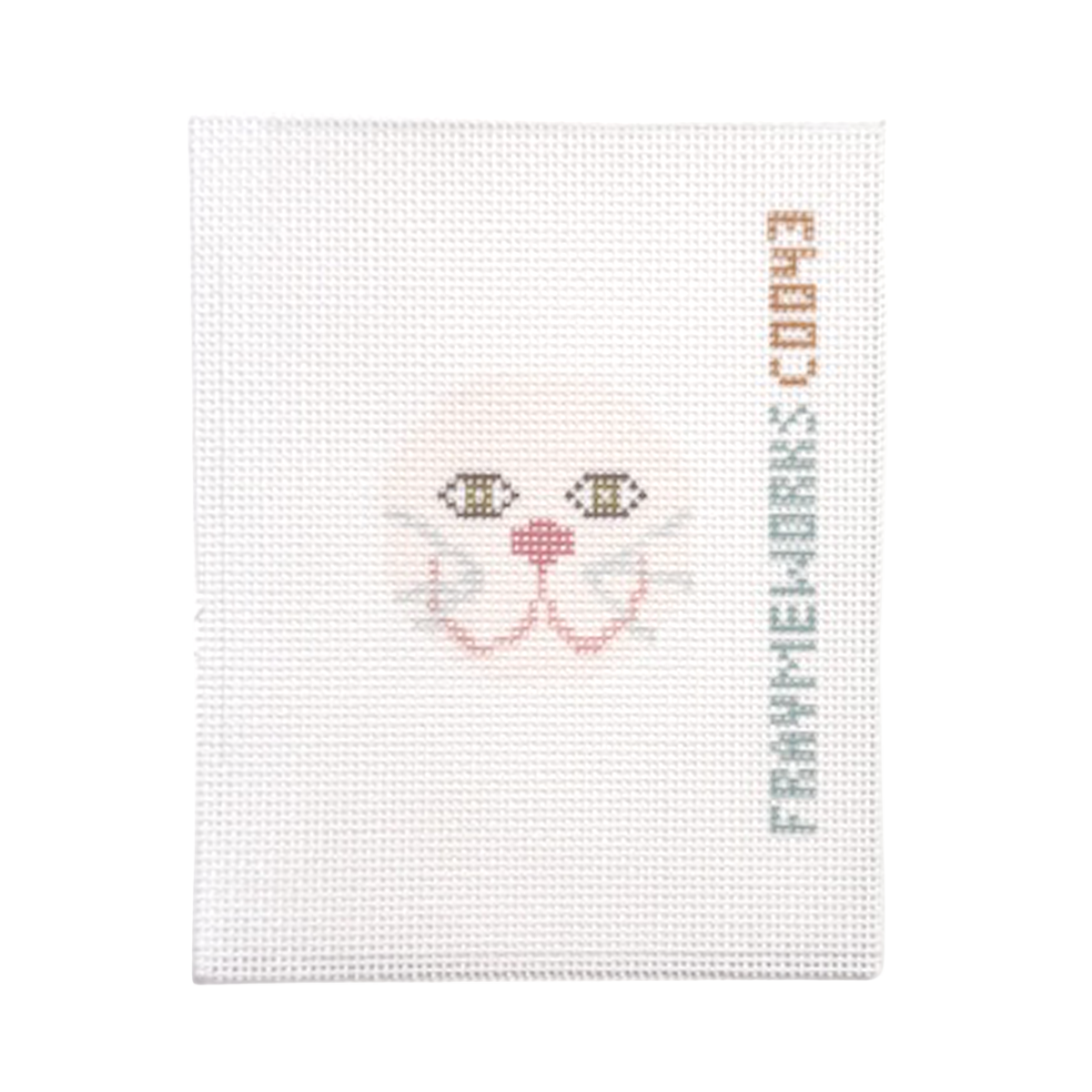 Cat White 1.75" Round Mini Needlepoint Canvas