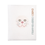 Cat White 1.75" Round Mini Needlepoint Canvas