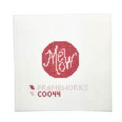 Meow Red 1.75" Round Mini Needlepoint Canvas