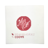 Meow Red 1.75" Round Mini Needlepoint Canvas