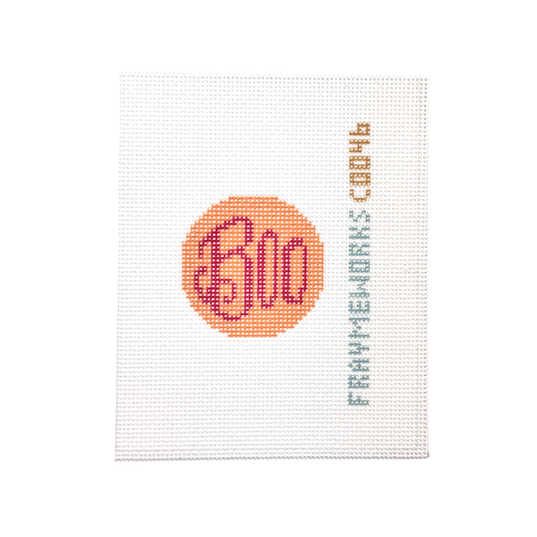 Boo Orange 1.75" Round Mini Needlepoint Canvas
