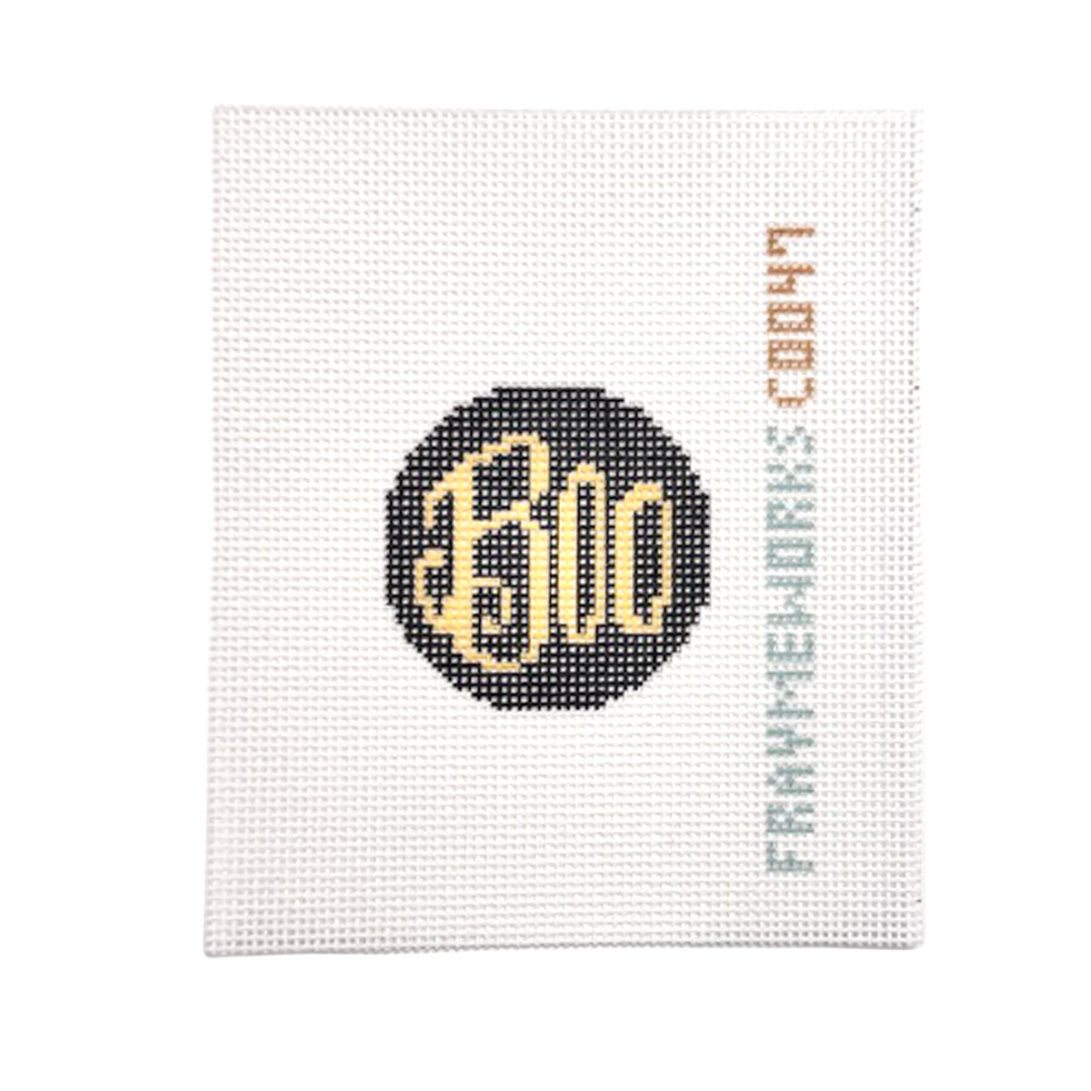 Boo Black 1.75" Round Mini Needlepoint Canvas