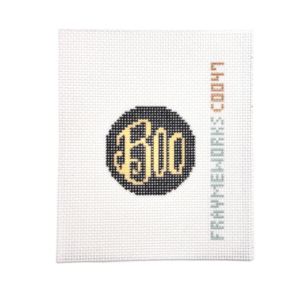 Boo Black 1.75" Round Mini Needlepoint Canvas