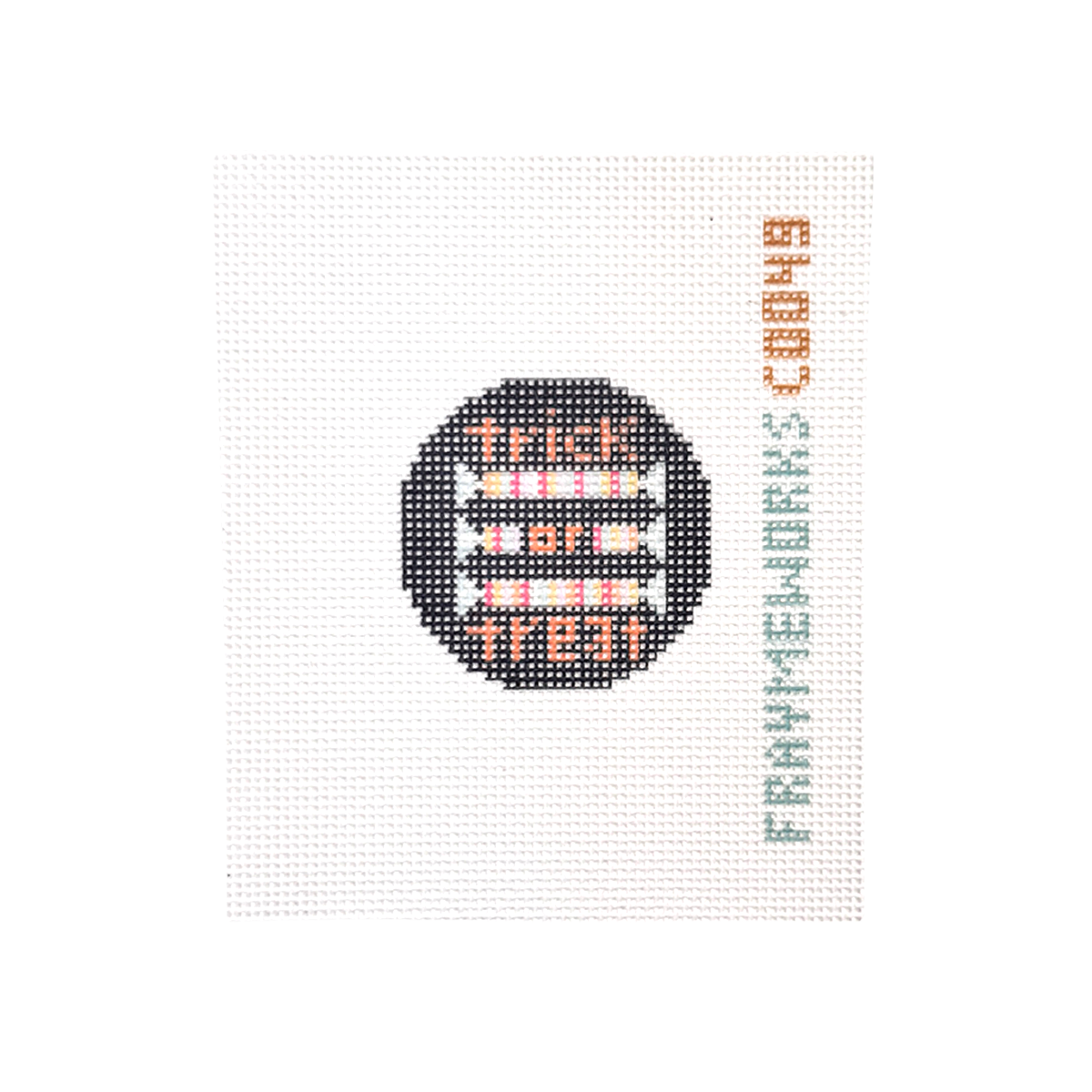 Trick or Treat 1.75" Round Mini Needlepoint Canvas
