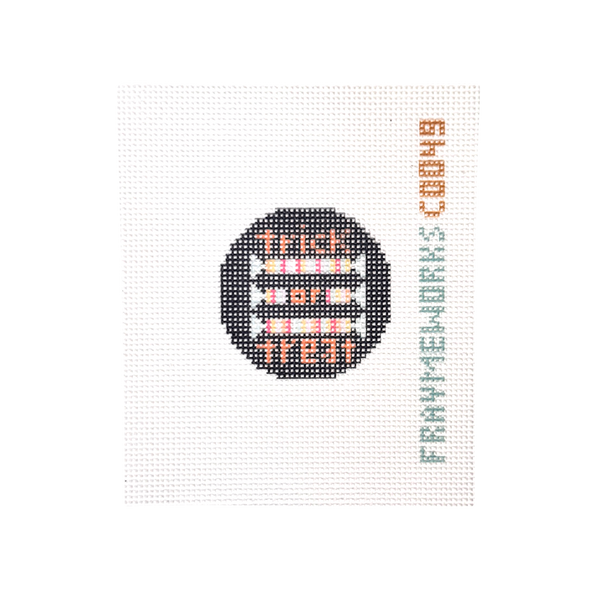 Trick or Treat 1.75" Round Mini Needlepoint Canvas