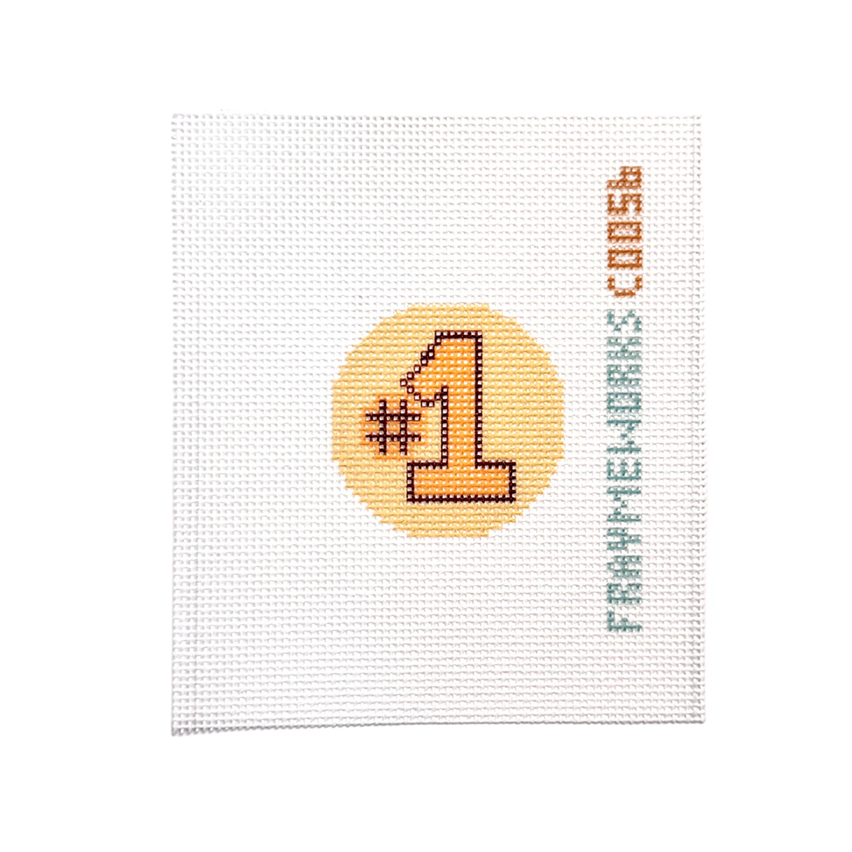 Number 1 Gold 1.75" Round Mini Needlepoint Canvas