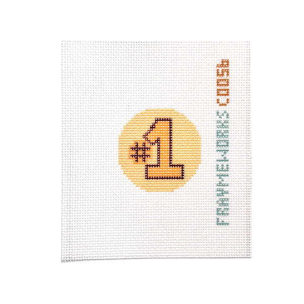 Number 1 Gold 1.75" Round Mini Needlepoint Canvas