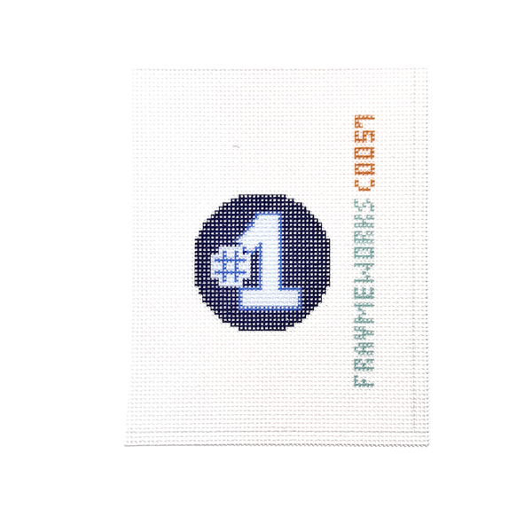 Number 1 Blue 1.75" Round Mini Needlepoint Canvas