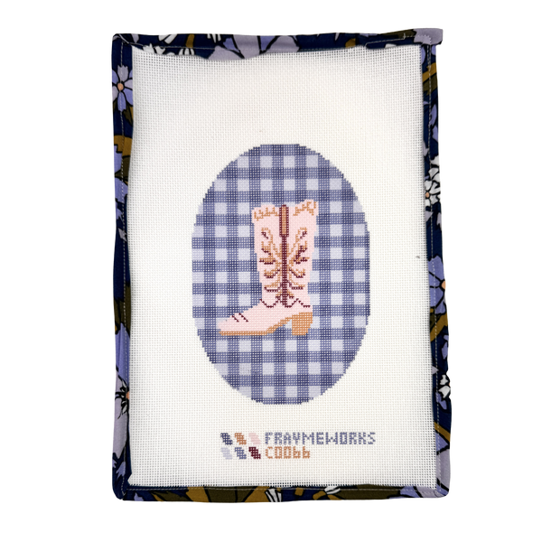 Cowgirl Boot 4.25" x 7.25" Oval Needlepoint Canvas