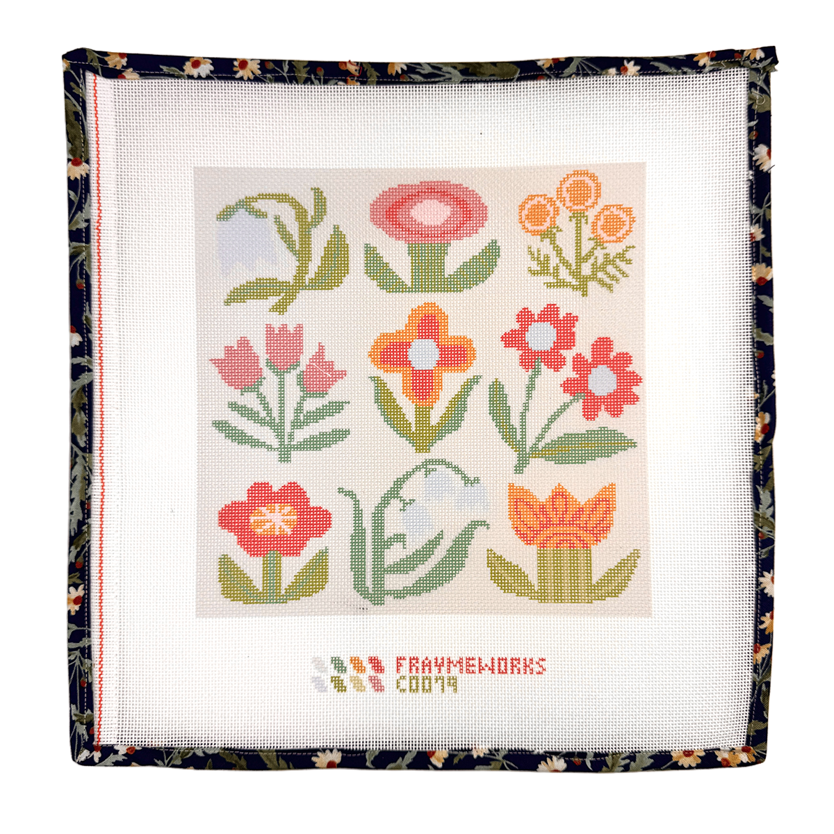 Nine Patch Flowers Needlepoint Canvas