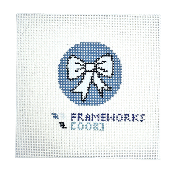 Bow Blue Mini Needlepoint Canvas