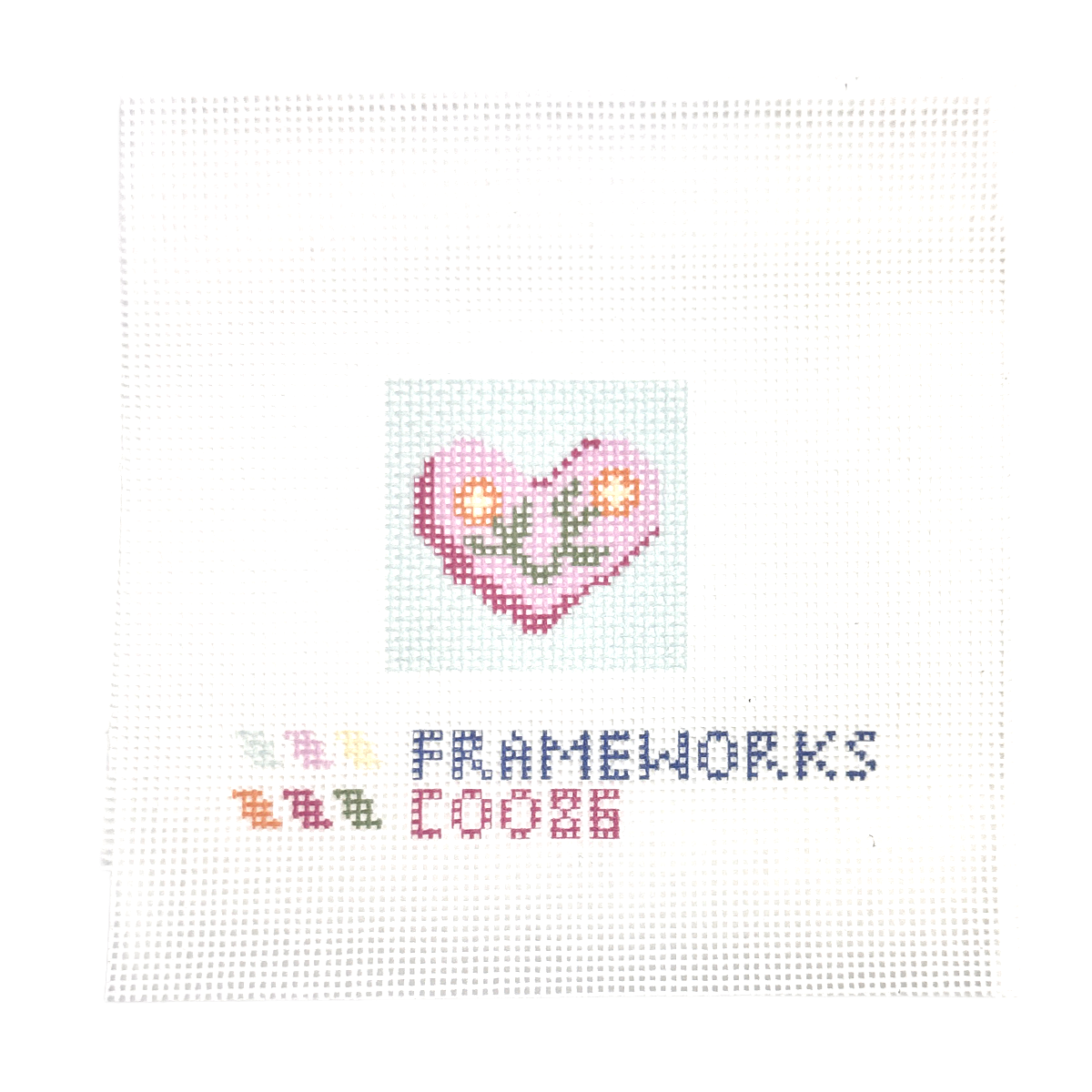 Flower Heart Mini Needlepoint Canvas
