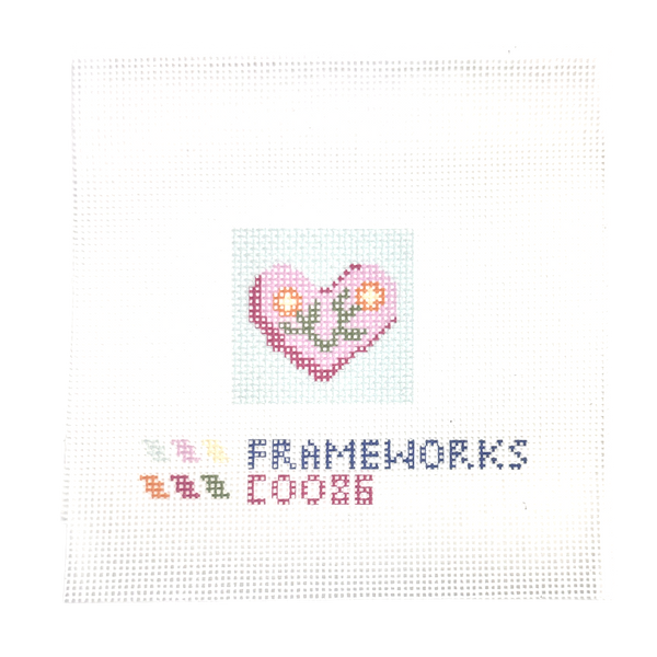 Flower Heart Mini Needlepoint Canvas