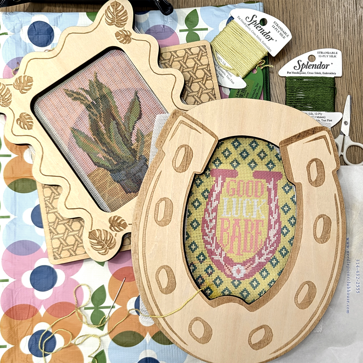 Monstera Needlepoint Stretcher Frame
