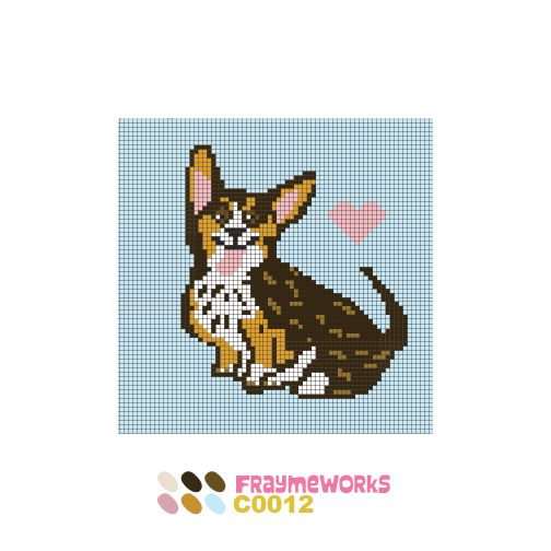 Corgi Love 4x4" Needlepoint Canvas