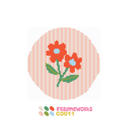 Modern Flowers Red 4x4" Needlepoint Canvas