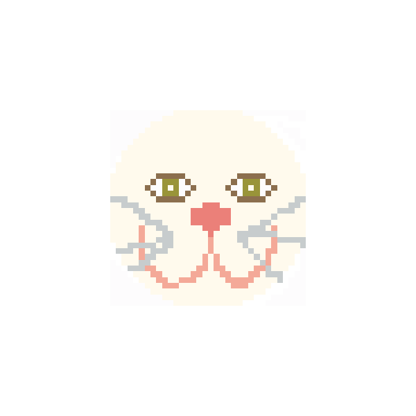 Cat White 1.75" Round Mini Needlepoint Canvas