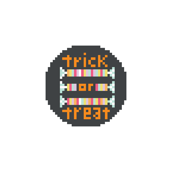 Trick or Treat 1.75" Round Mini Needlepoint Canvas