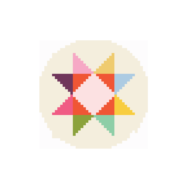 Quilt Star Round 2.25" round Mini Needlepoint Canvas