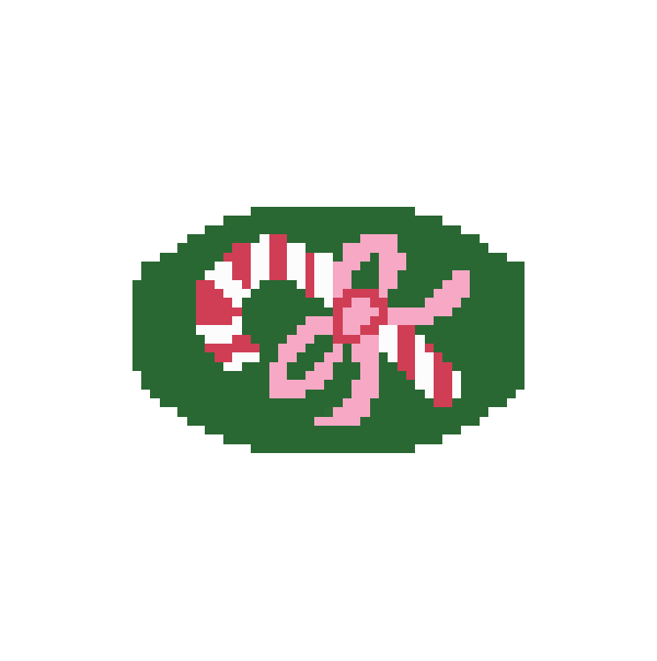 Ornament Candy Cane 1.25"x 2.5" Mini Needlepoint Canvas