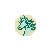 Green Horse 1.75" Round Mini Needlepoint Canvas