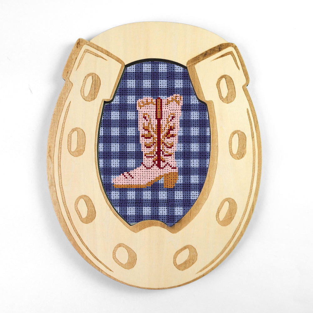 Cowgirl Boot 4.25" x 7.25" Oval Needlepoint Canvas