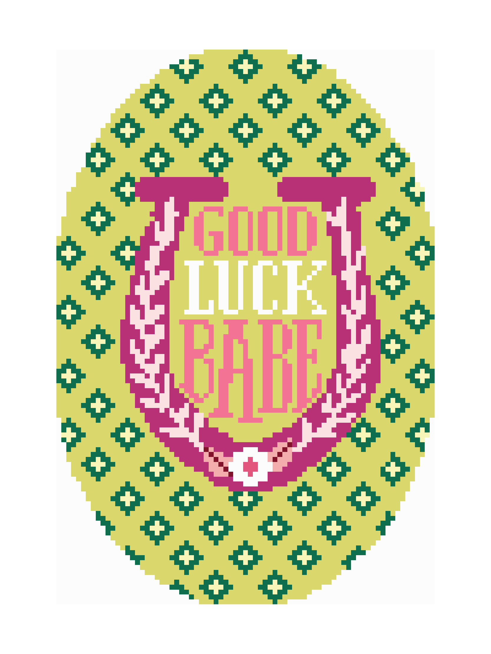 Good Luck Babe 4.25" x 7.25" Oval Needlepoint Canvas