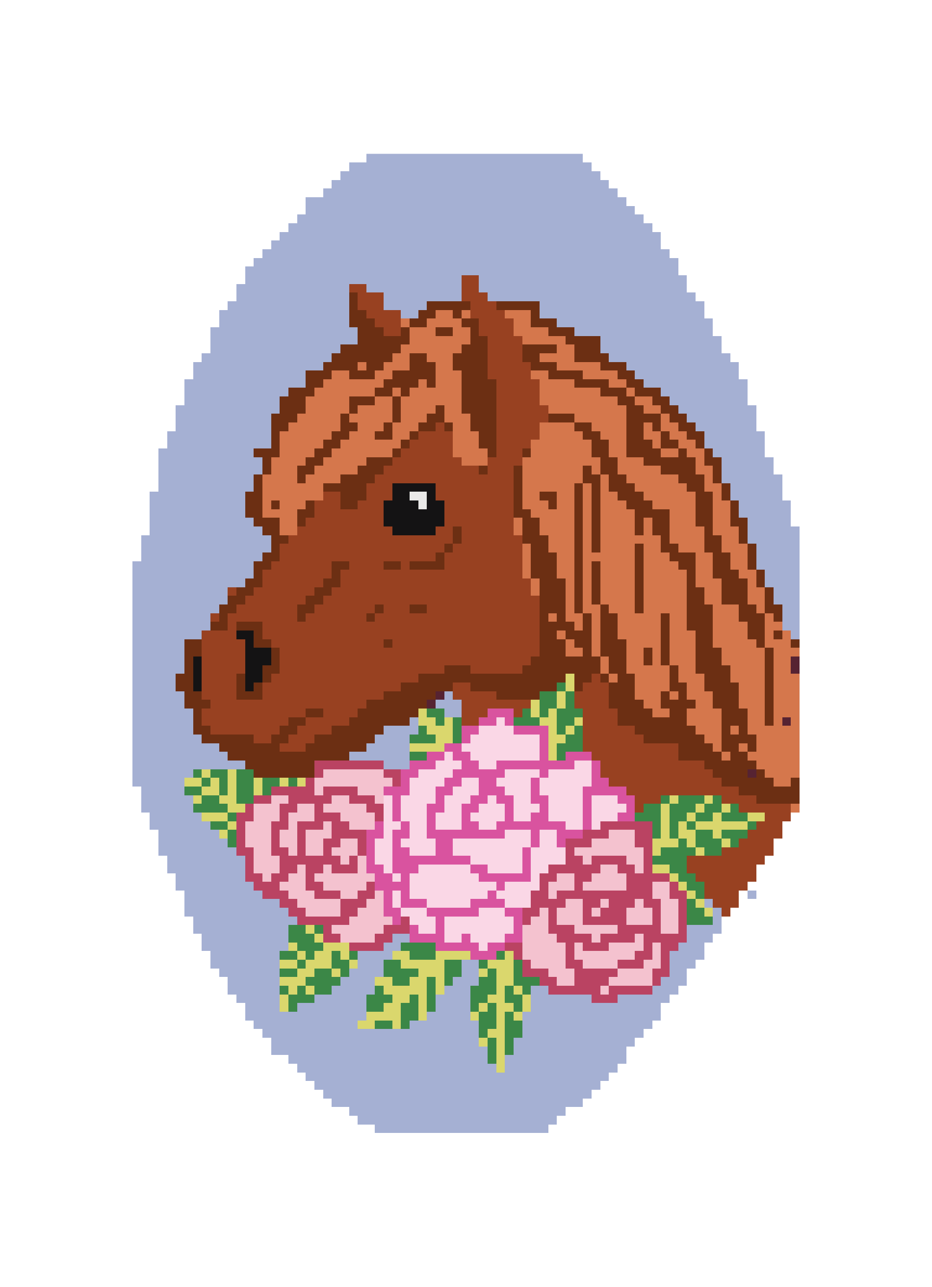 Horse with Roses 4.25" x 7.25" Oval Needlepoint Canvas