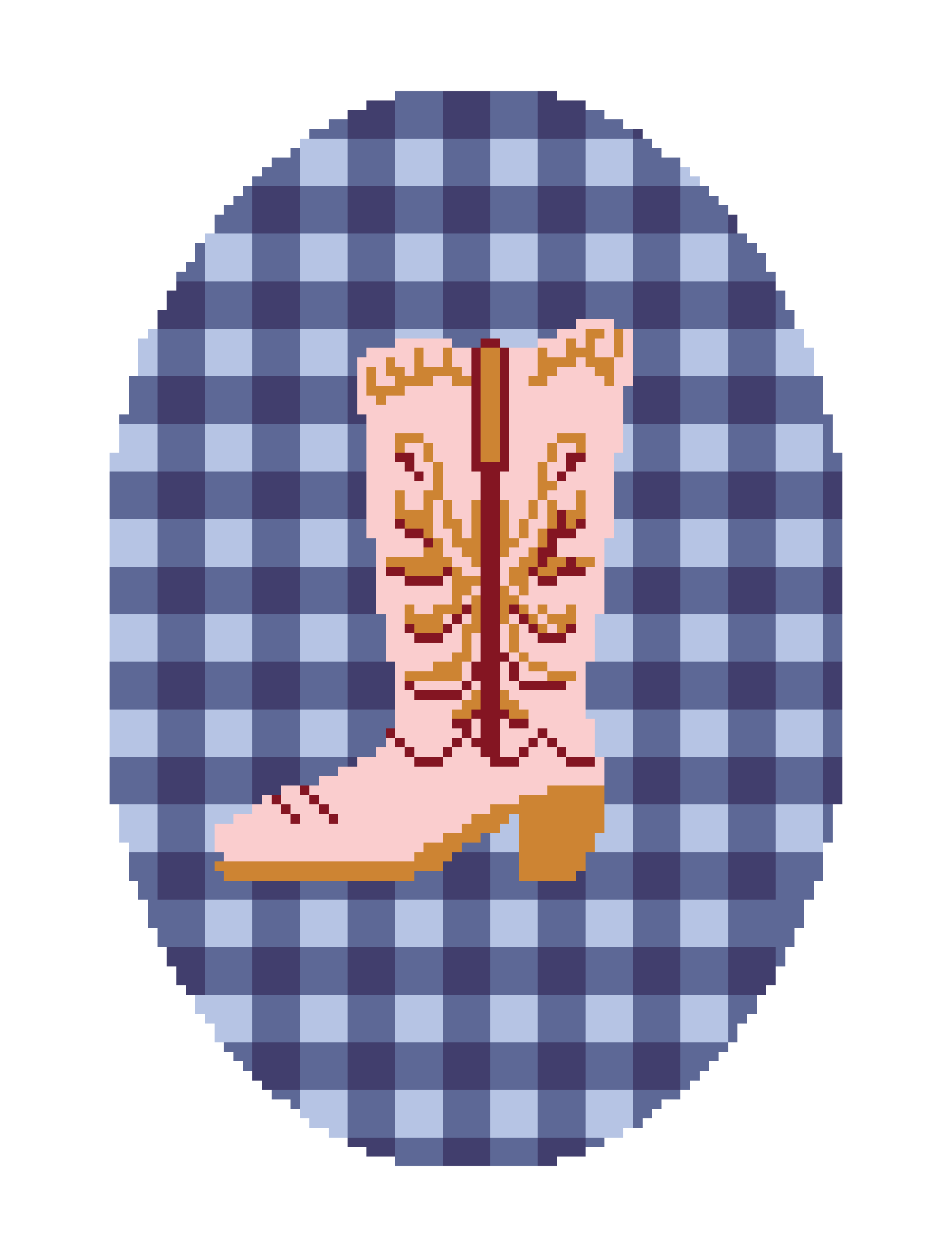 Cowgirl Boot 4.25" x 7.25" Oval Needlepoint Canvas