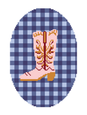 Cowgirl Boot 4.25" x 7.25" Oval Needlepoint Canvas