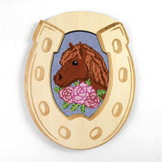 Horse with Roses 4.25" x 7.25" Oval Needlepoint Canvas