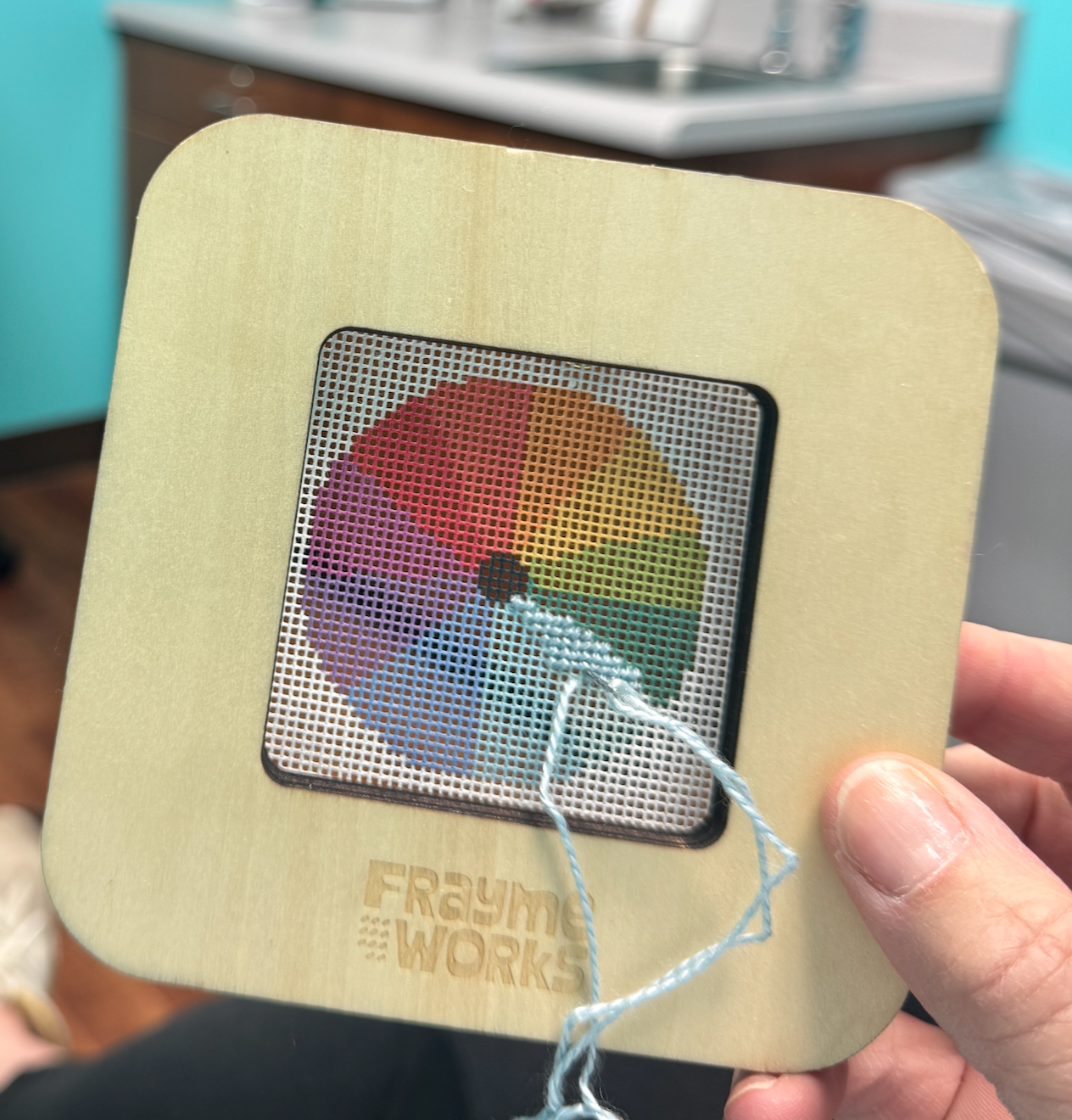 Rainbow Wheel Mini Needlepoint Canvas