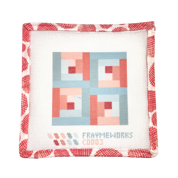 Log Cabin Quilt Block 4x4" Needlepoint Canvas