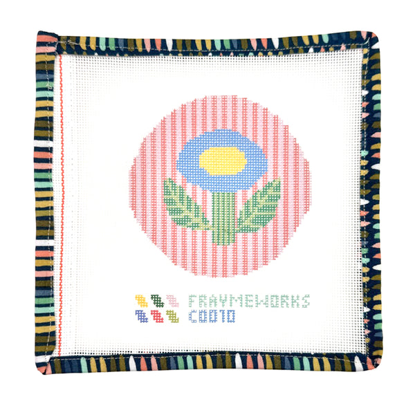 Modern Flower Blue 4x4" Needlepoint Canvas