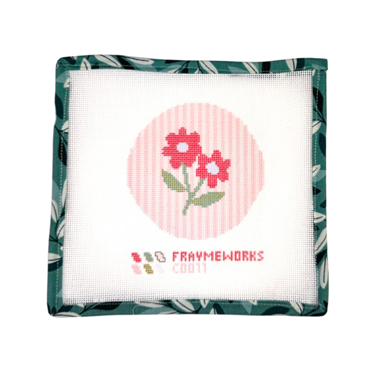 Modern Flowers Red 4x4" Needlepoint Canvas