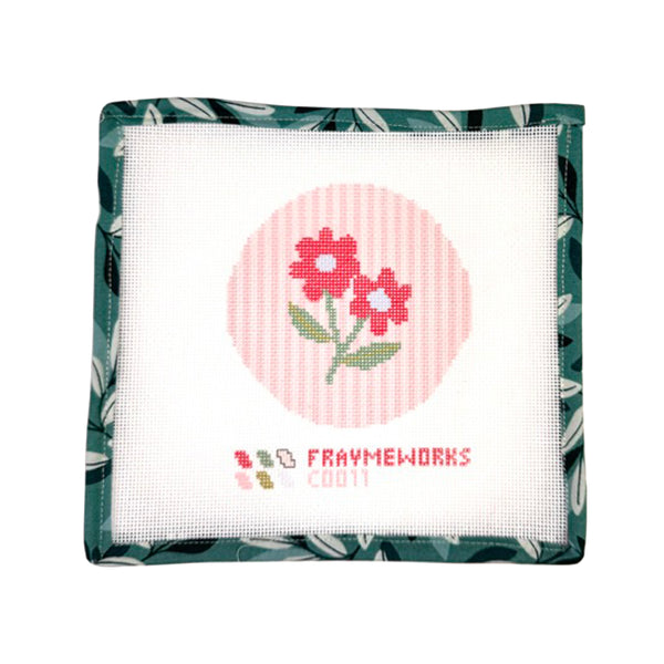 Modern Flowers Red 4x4" Needlepoint Canvas