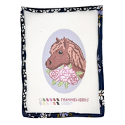 Horse with Roses 4.25" x 7.25" Oval Needlepoint Canvas